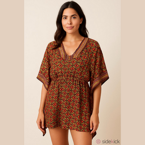 la vie en rose swim, geometric viscose kaftan size L/XL